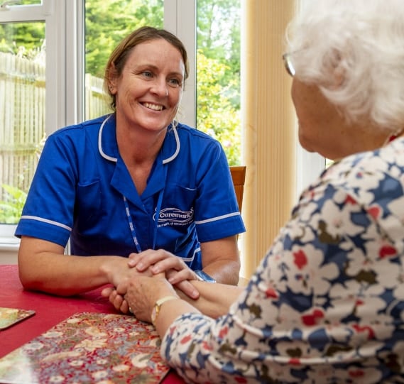 Elderly lady and careworker