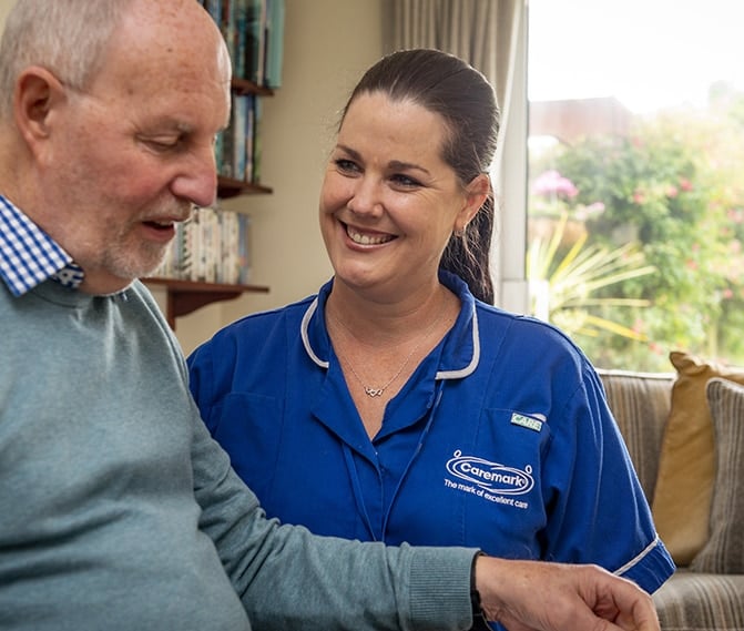 Elderly man and careworker