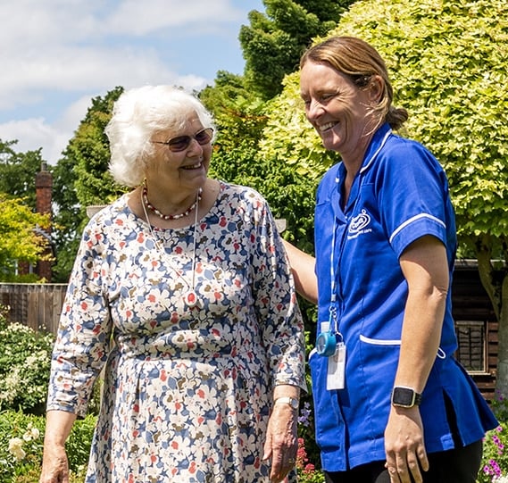 Elderly lady and careworker