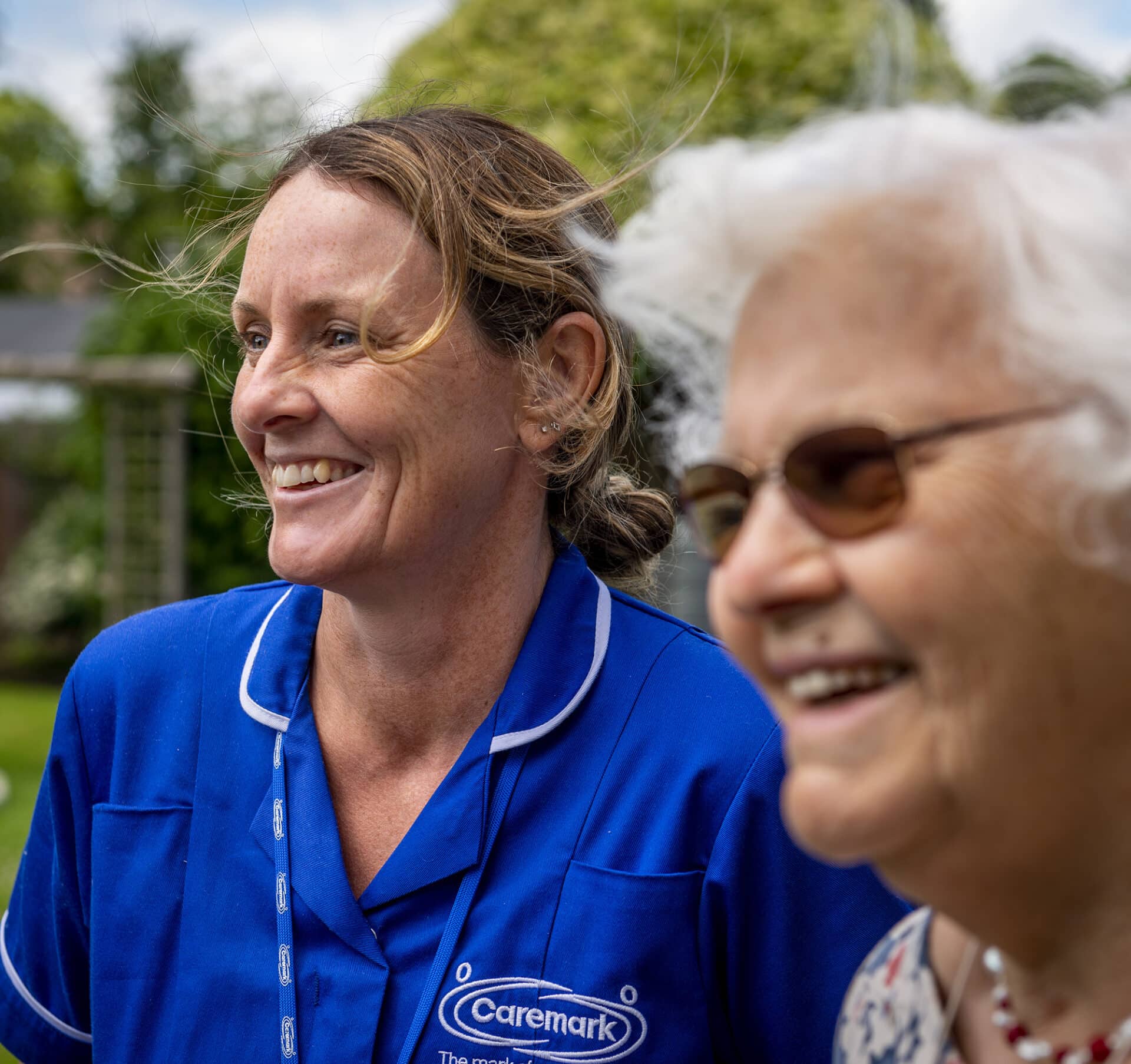 Elderly lady and careworker