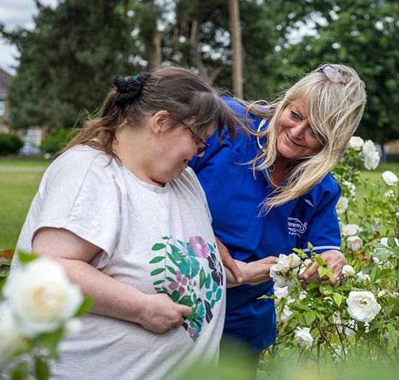 Lady with care assistant