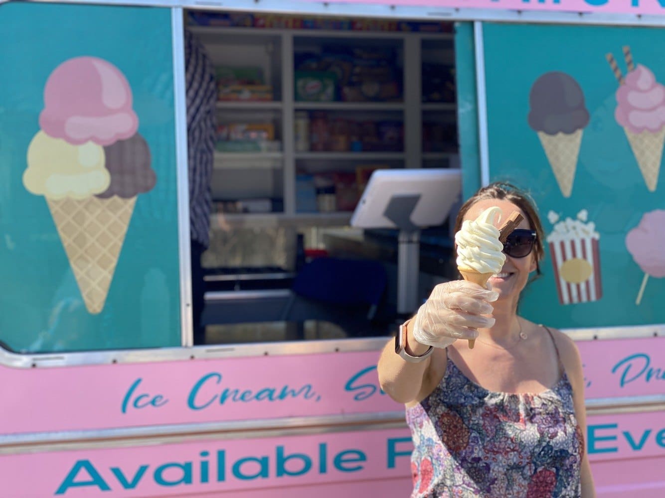 belfast and north downs news story image of staff holding an ice cream