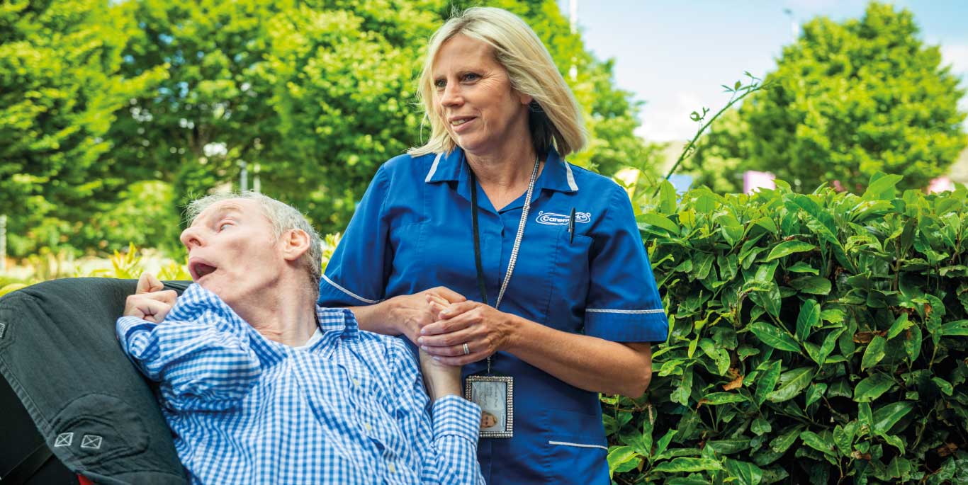 Care assistant and man