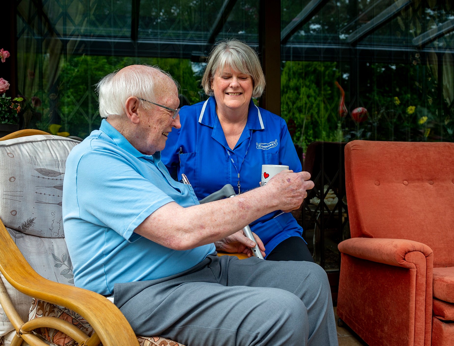 Respite Care in Stratford Upon Avon: male customer with female carer