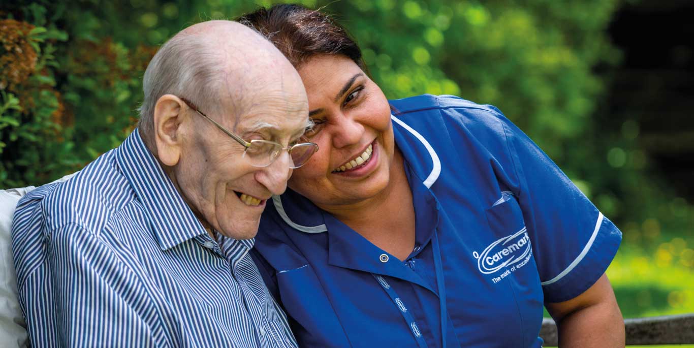 Dementia Care in Southampton : male customer and female care assistant