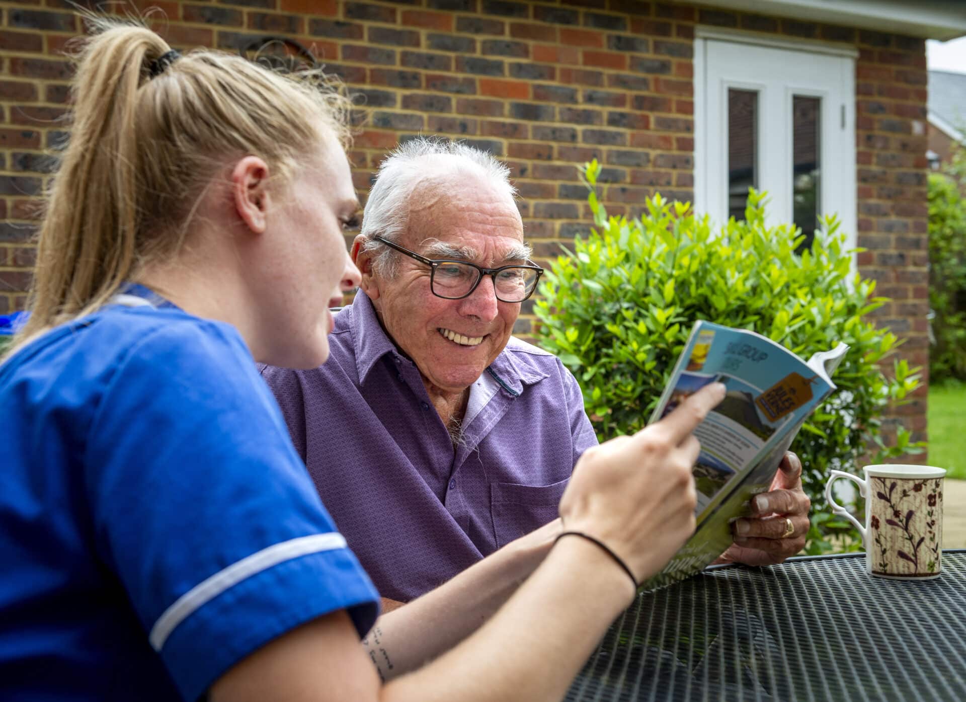 Companionship Care in Stratford Upon Avon : man customer and female care assistant