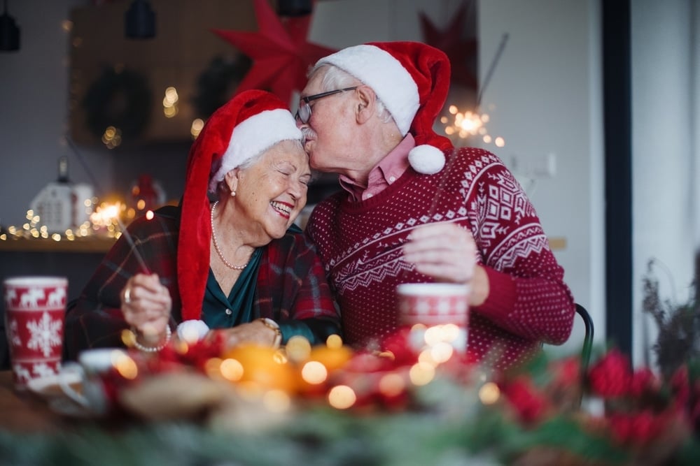 Elderly couple at christmas