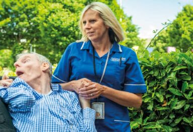 Care assistant and man