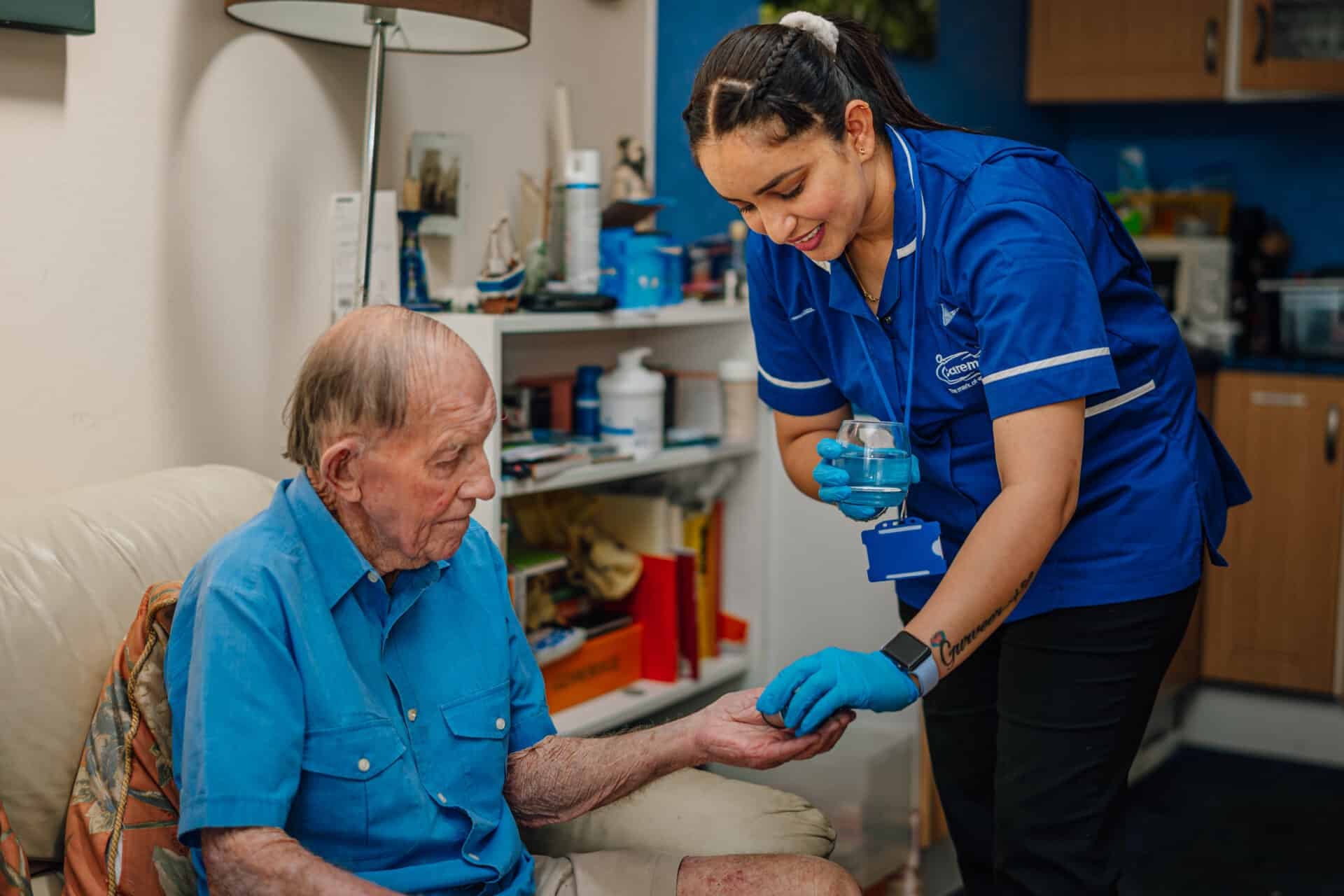 a carer helps with medication