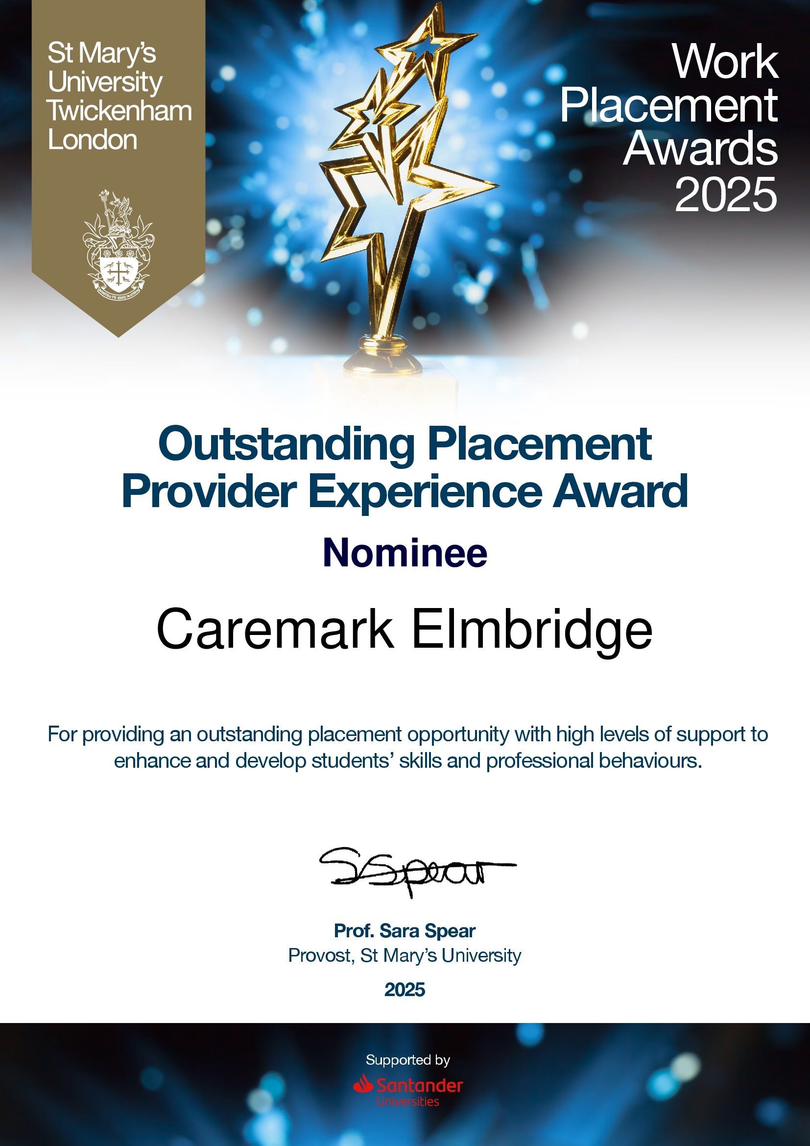 Caremark Placement Expirence Award