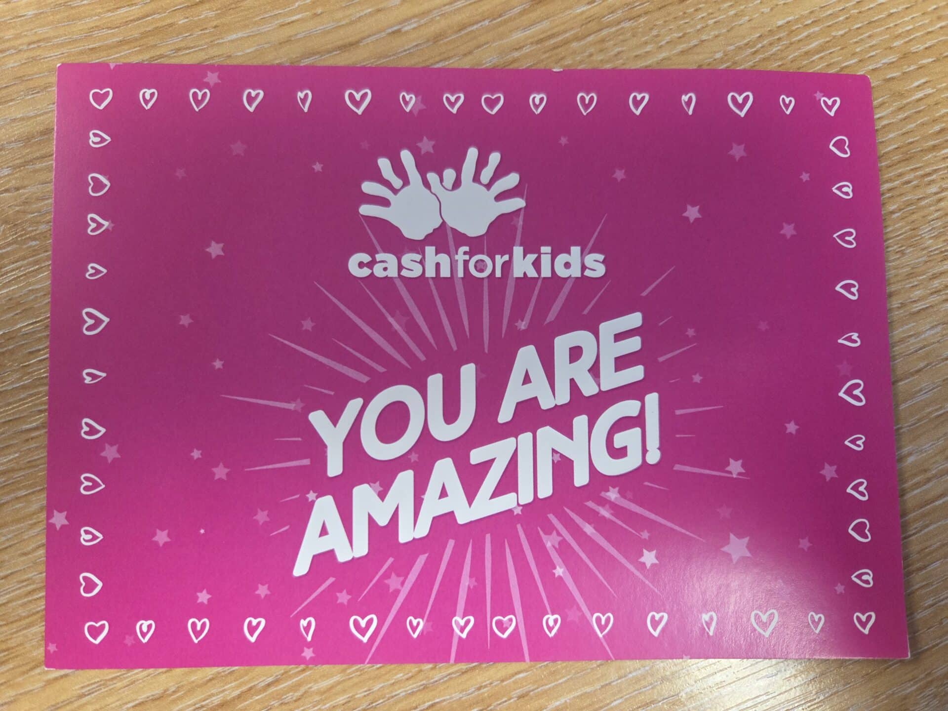 Thank you cash for kids