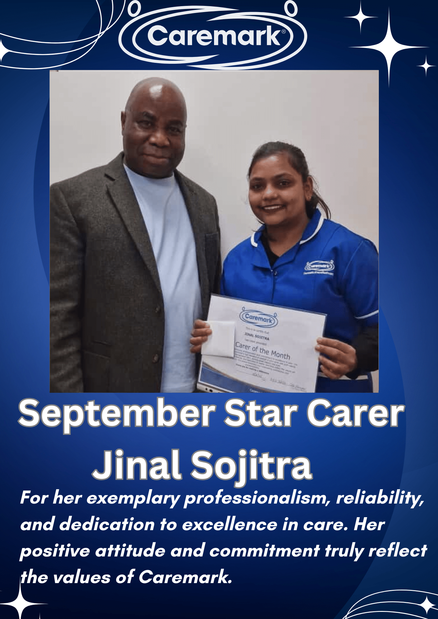 Star Carer of the month: Jinal