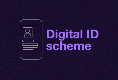 graphical image of a mobile phone with the words digital id scheme to the right hand side of the phone