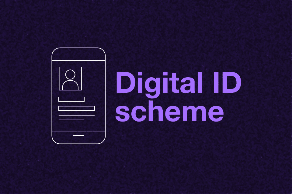 graphical image of a mobile phone with the words digital id scheme to the right hand side of the phone