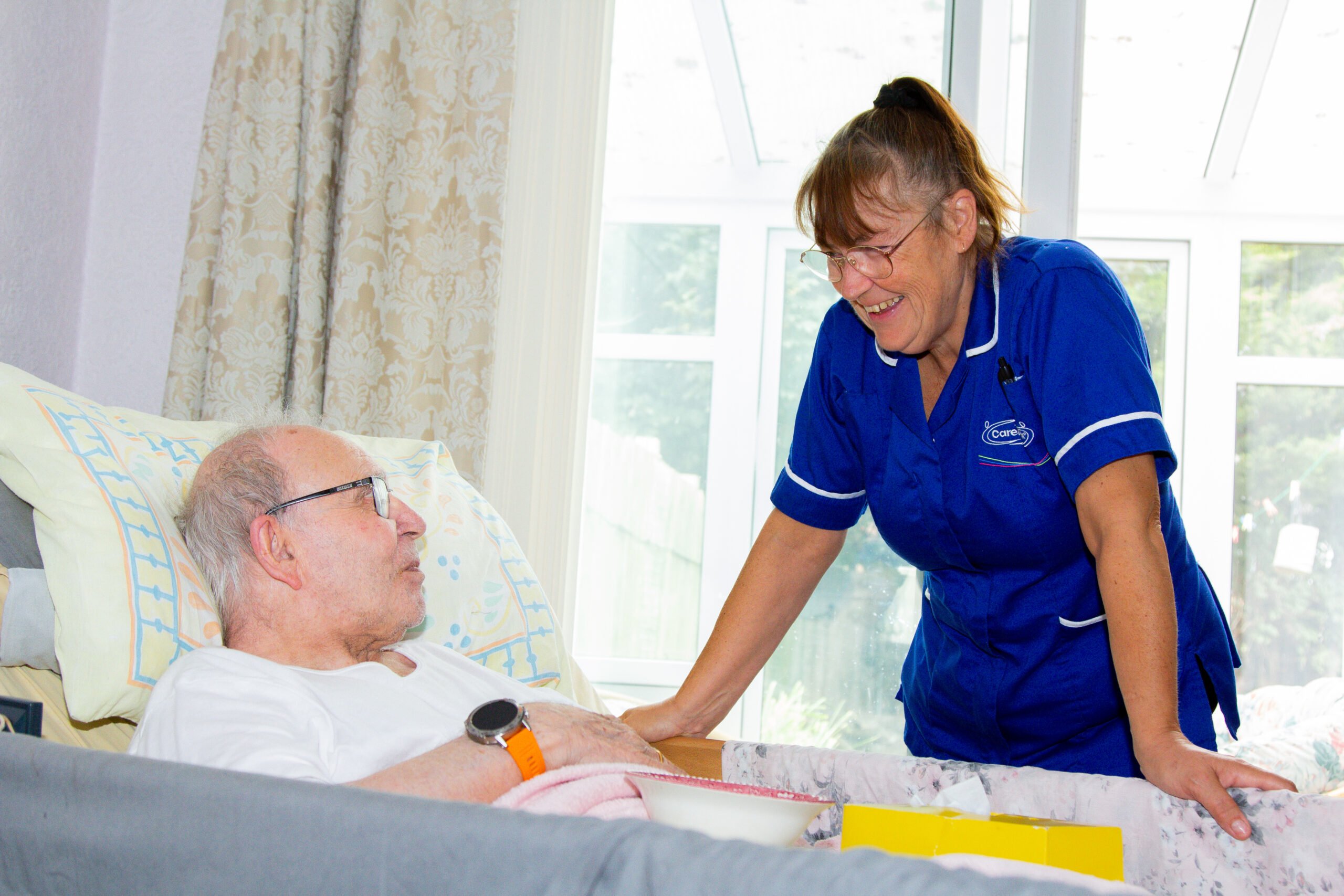 care assistant with male customer