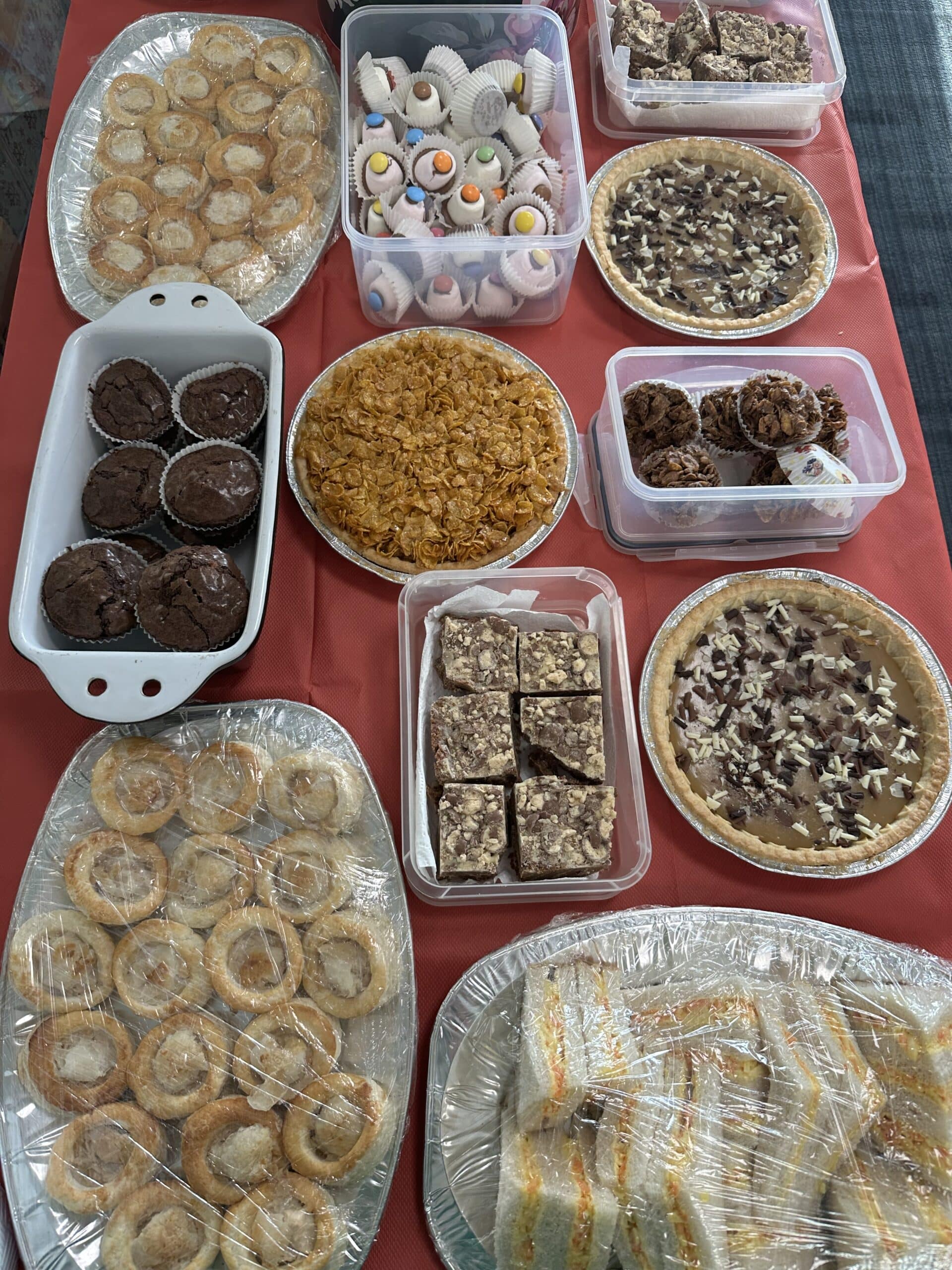 baked goods laid out on a table