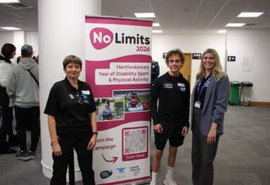 Ros Cramp, Miller Flanagan of Para is Power and Tania Woods at the launch of No Limits 2026