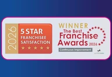 Logos that represent the best franchise awards and 5 star franchisee satisfaction. Caremark has achieved 5 Star Franchisee Satisfaction through an independent survey carried out by WorkBuzz, strengthening its position as a top UK.