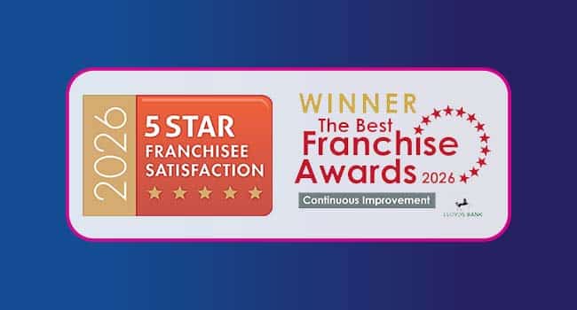 Logos that represent the best franchise awards and 5 star franchisee satisfaction. Caremark has achieved 5 Star Franchisee Satisfaction through an independent survey carried out by WorkBuzz, strengthening its position as a top UK.
