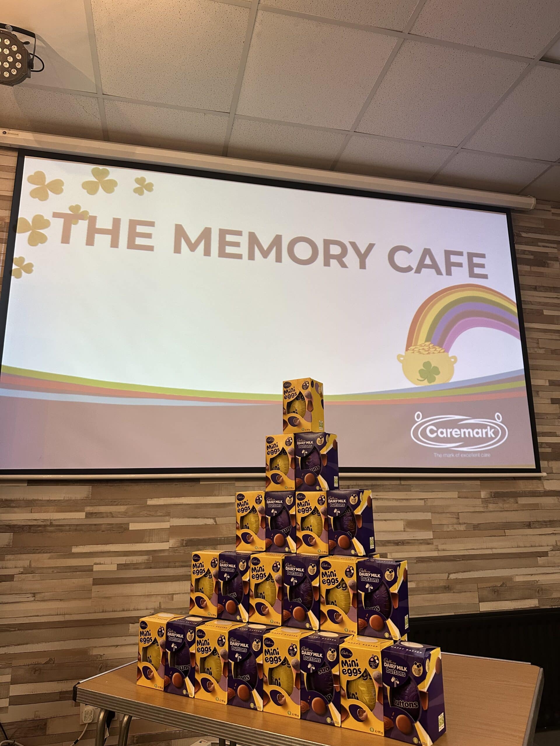 Easter eggs stacked up in a tower