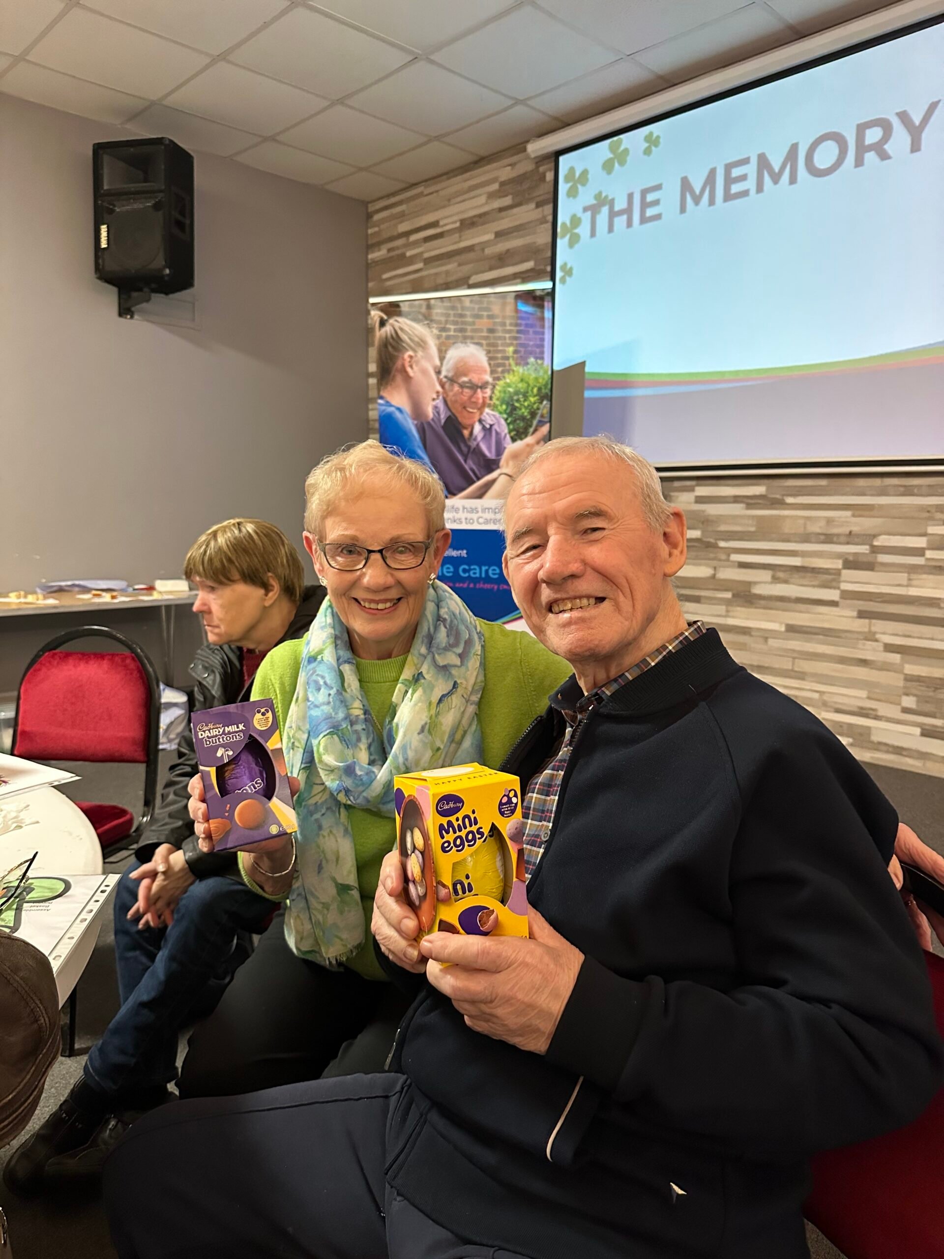 Service users smiling with their easter eggs