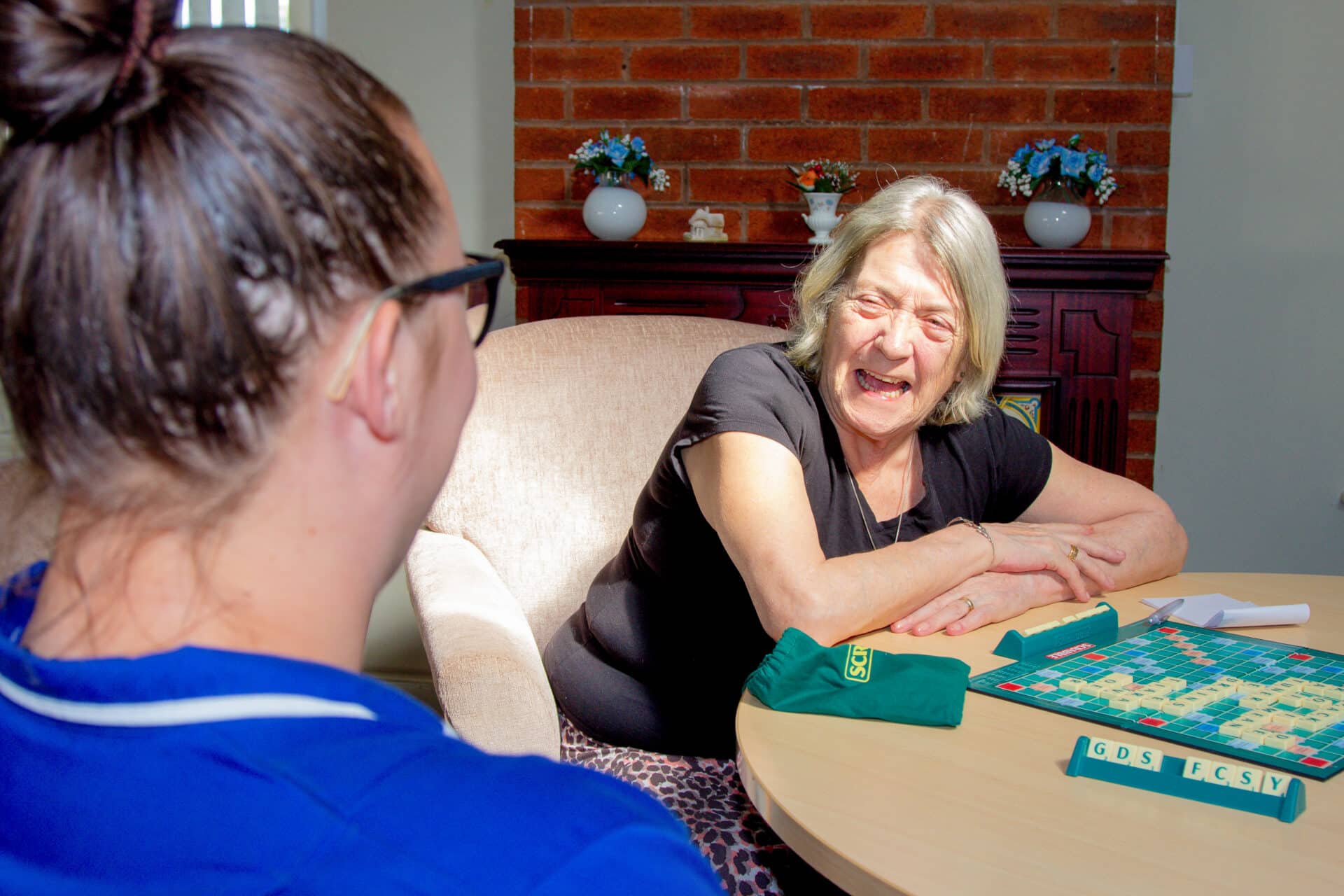 social interaction home care support with a carer spending time with a client