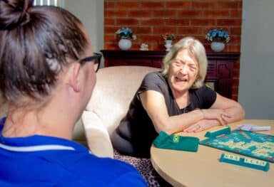 social interaction home care support with a carer spending time with a client