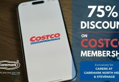 75% discount on Costco Stevenage membership, exclusive to staff at Caremark North Herts and Stevenage. This supports staff with the rise in cost of petrol and cost of living.