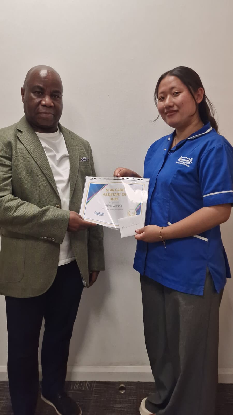 June Star Carer Award celebrating excellence in home care