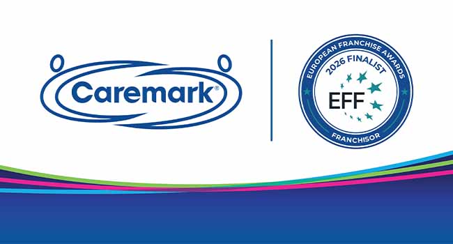 Caremark logo beside the European Franchise Awards 2026 Franchisor finalist badge.