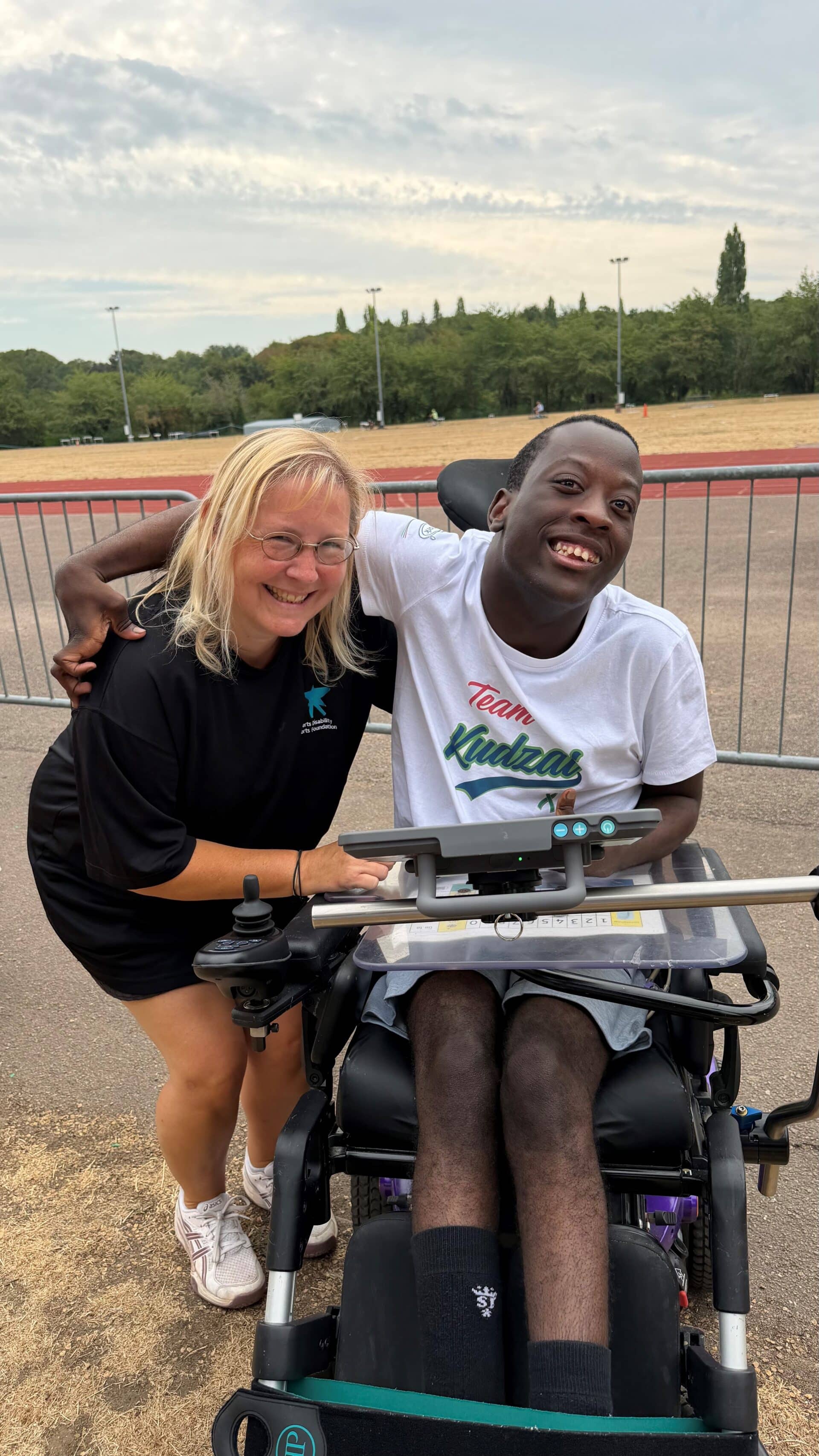 Kudzai with Karen Rains from Herts Disability Sports Foundation at Wheelathon 2026.