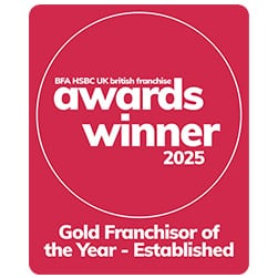 Logo of the BFA HSCB Franchisor of the Year - Established 2025.  Marking an excellent Caremark Franchise Opportunity