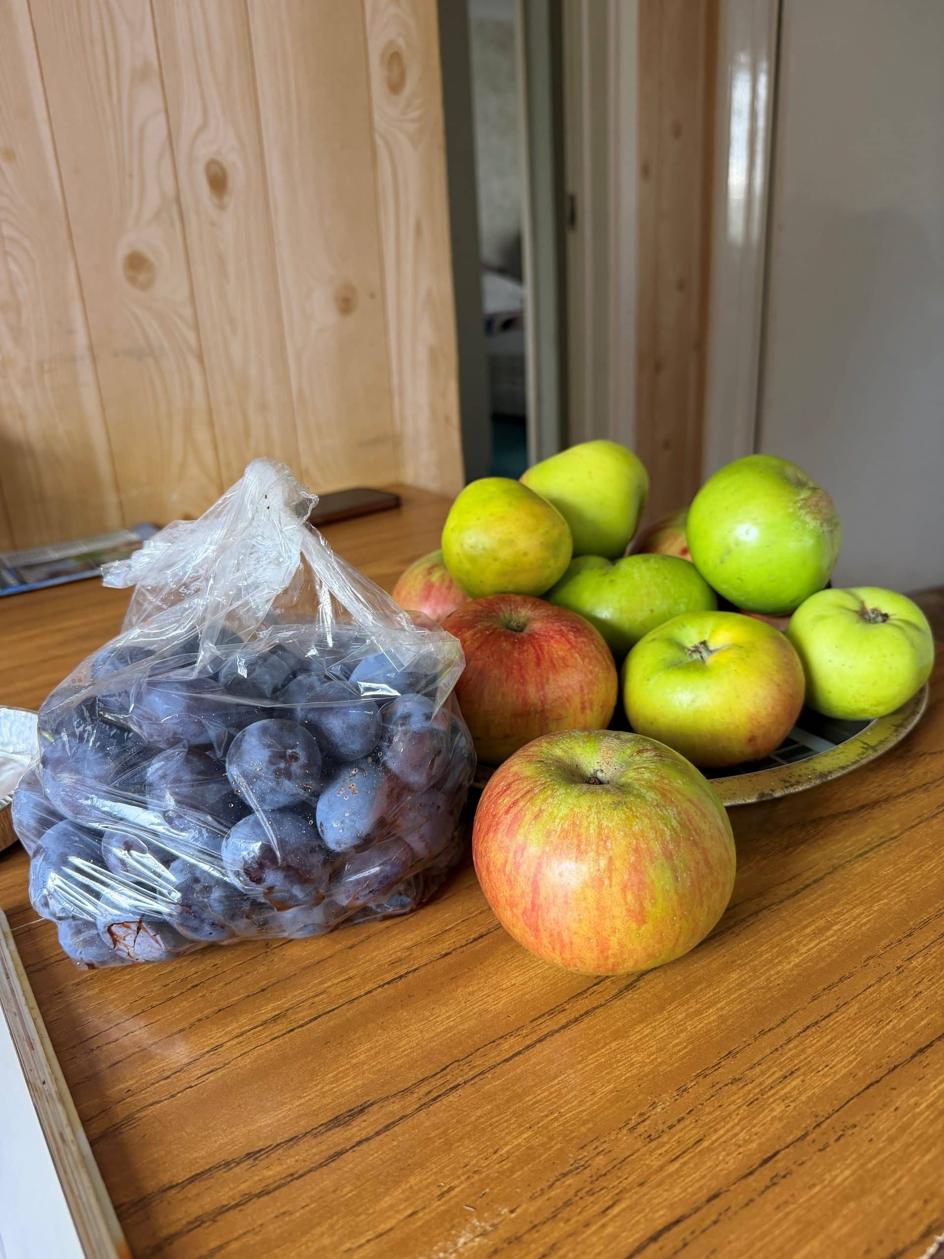 Fresh apple and plums for Caremark North Herts and Stevenage apple and plum crumble cooking lessons for homecare staff.