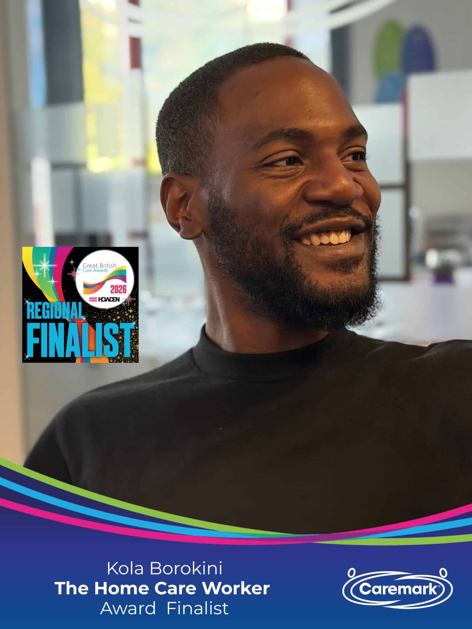 Kola Borokini, Care Assistant at Caremark North Herts and Stevenage is nominated for Home Care Worker Award at the Great British Care Award 2026
