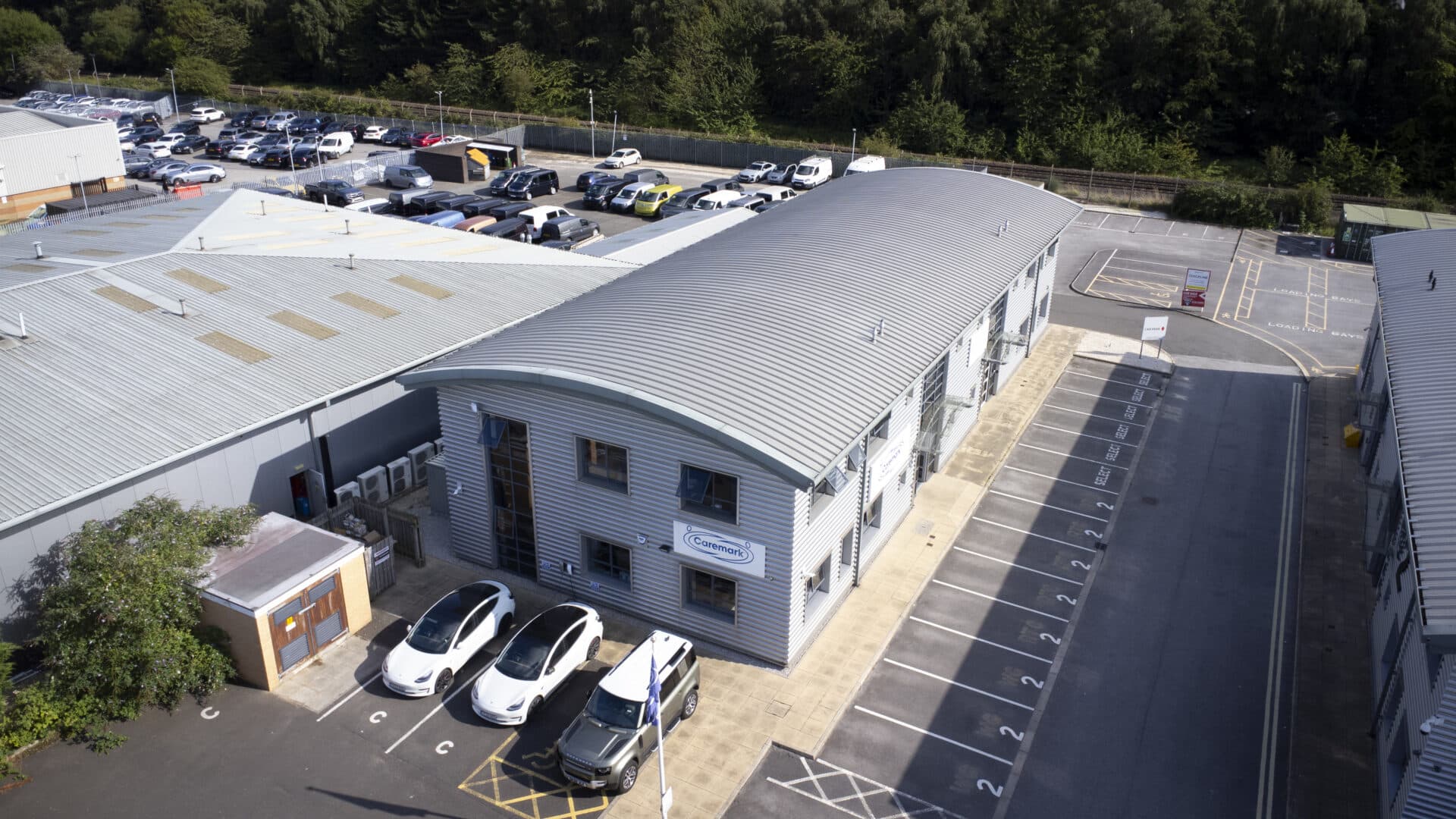 Aerial view of aCaremark franchise office for an article asking if it is a good time to buy a home care franchise.