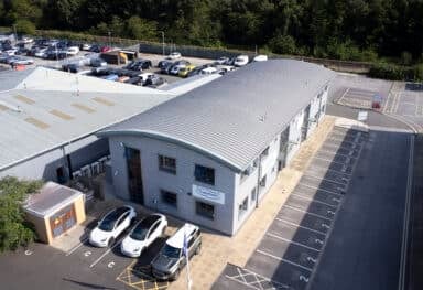 Aerial view of aCaremark franchise office for an article asking if it is a good time to buy a home care franchise.